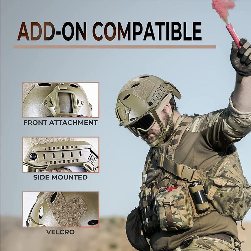 LEJUNJIE PJ Tactical Paintball Airsoft Helmet Fast Military Helmet with NVG Bracket and Side Guide Rail - Image 5
